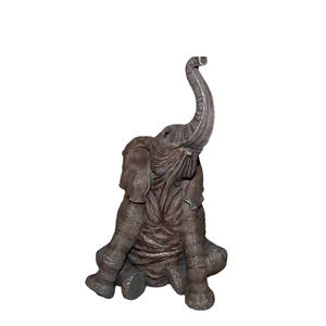 8" High Asian Elephant Figurine with Trunk Up Symbolic Elegance for Your Space!